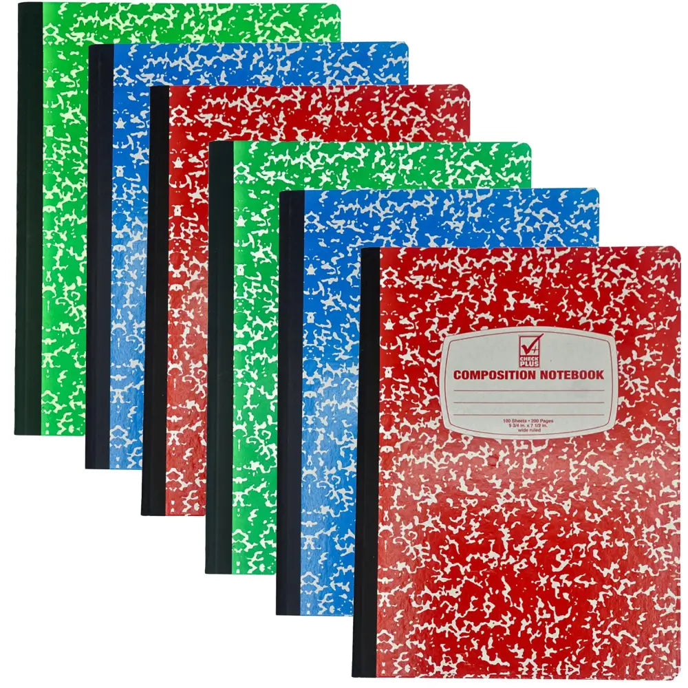 Wide Ruled Notebook: 6 pack 1-subject Composition Notebook for Kids and Adults Back-to-School Supplies and Office