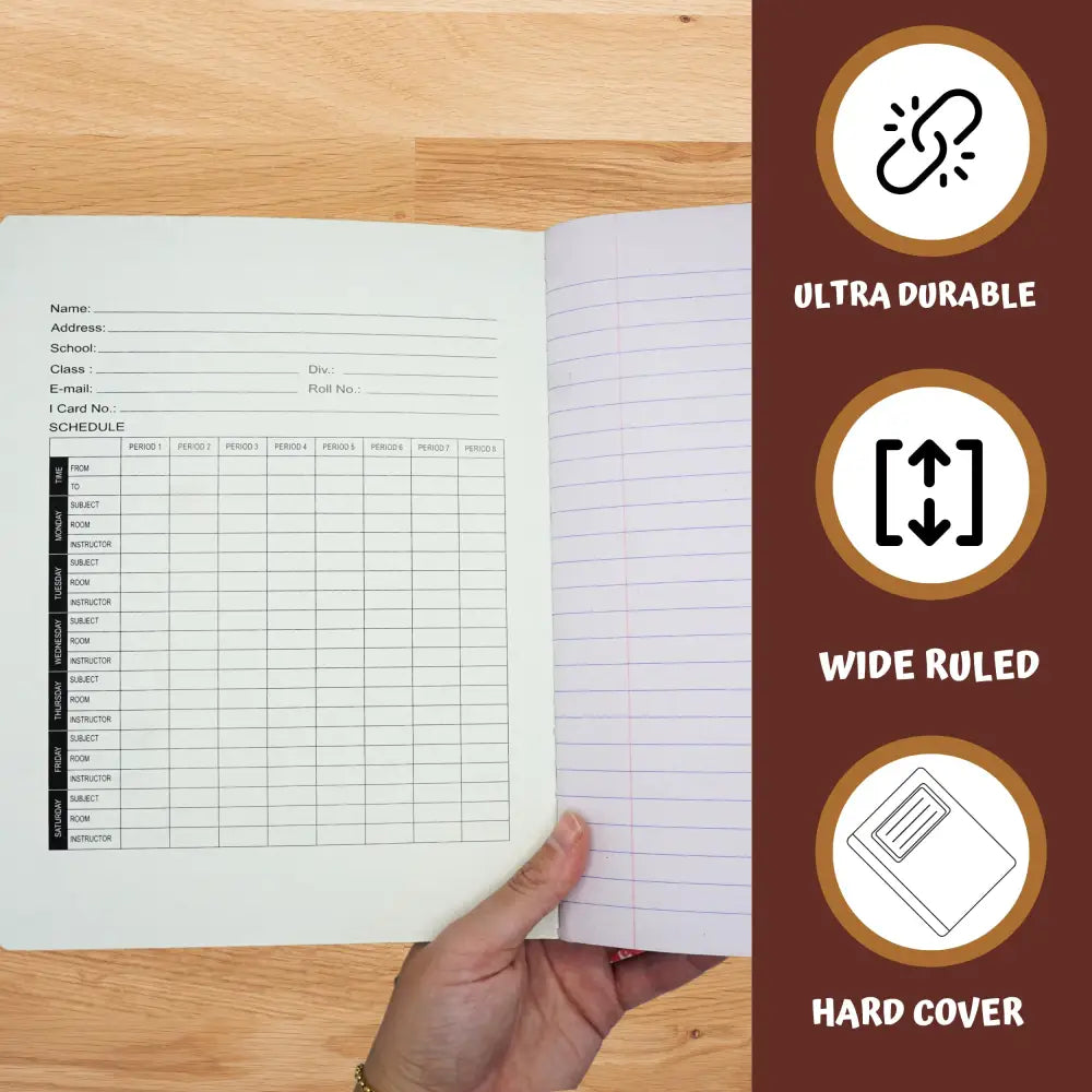 Wide Ruled Notebook: 6 pack 1-subject Composition Notebook for Kids and Adults Back-to-School Supplies and Office