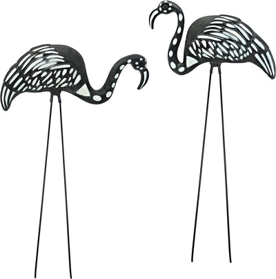 Skeleton Flamingo Yard Ornaments (Set of 2) Large Zombie Flamingo Scary Lawn Decor for Fall Halloween Outdoor Decorations by 4E's Novelty
