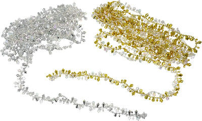 Crystal Beaded Christmas Tree Garland - Set of 4 Gold & Silver - 40 Ft Long, Each 10 ft Long, Acrylic Twist Bead String Garland Decorations by 4E's Novelty