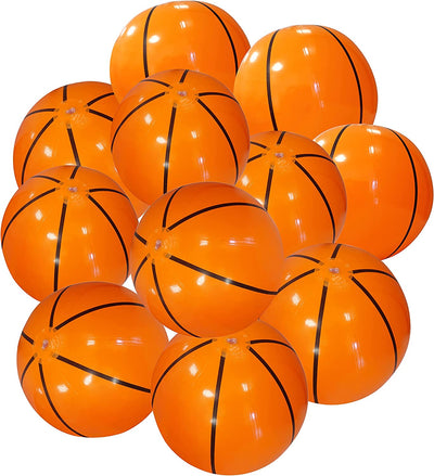 Inflatable Basketball [12 Pack] Large 20" Basketball Beach Ball Bulk for Sports Themed Basketball Party Decorations & Favors, Fun Beach Pool Games & Toys for Kids by 4E's Novelty