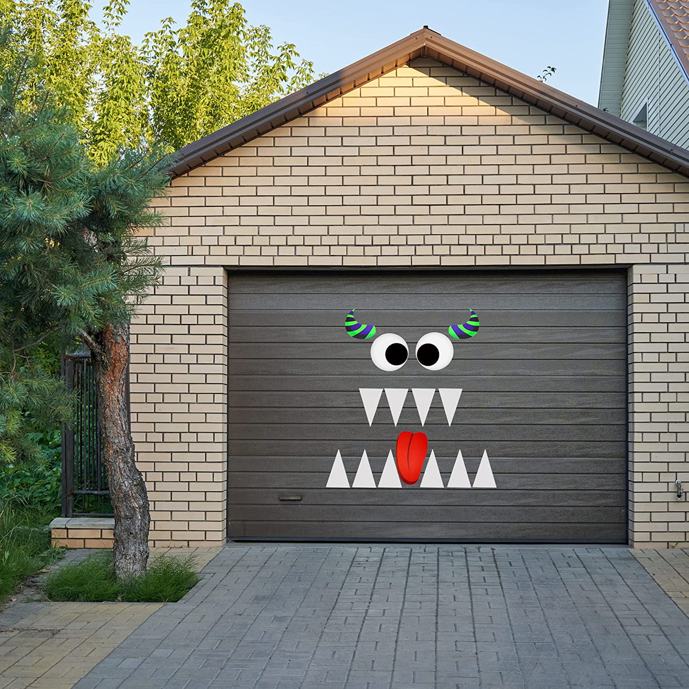 4E's Novelty Monster Trunk or Treat Car Decoration Kit - Cute Monster Face Trunk or Treat Kit for Car & SUV, Outdoor Halloween Garage Door Decorations