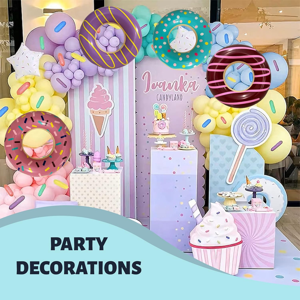 4E's Novelty 4 Pack 30" Donut Pool Floats – Kids & Adults Summer Fun