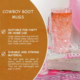 4E's Novelty 10Pcs Cowboy Boot Mug Cups (10 Pack) 17 oz Reusable Hard Plastic, BPA Free - for Cowboy Themed Party Supplies, Western Accessories