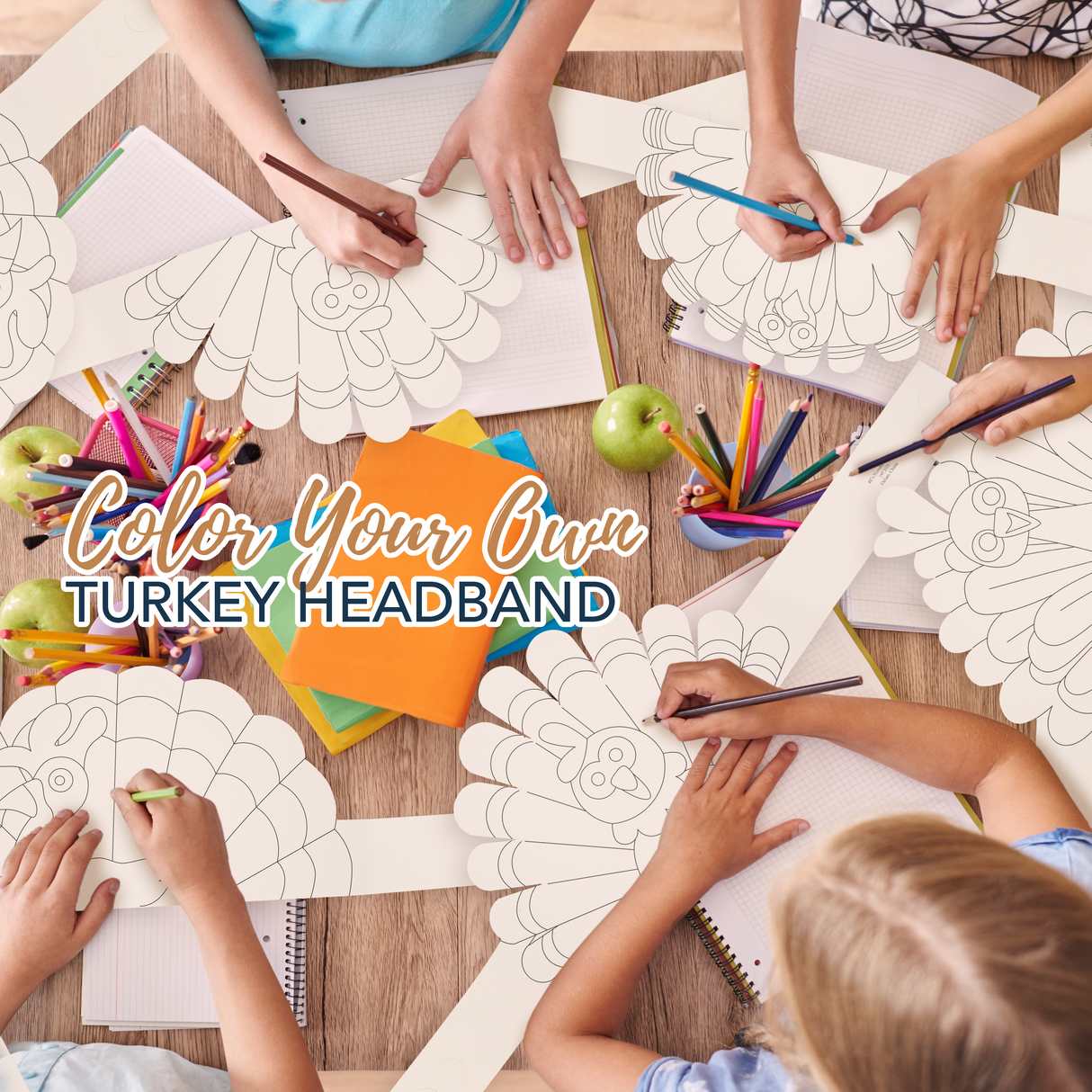 PRANK PANTRY Thanksgiving Paper Crowns, 24 Pcs Thanksgiving Hat Decorations, Color Your Own Turkey Hat Craft and headband