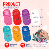 4E's Novelty 48 Pcs Classroom Valentines Cards with 96 Shoe Charms