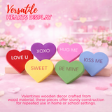 4E's Novelty 6 PCS Set Wooden Conversation Hearts Décor