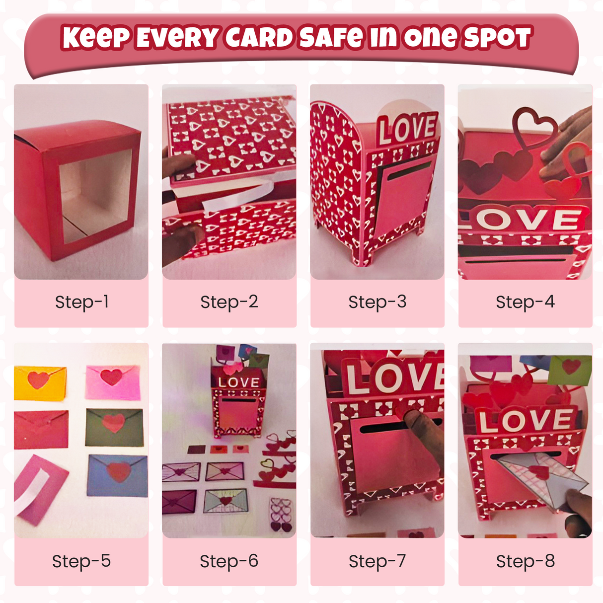 4E's Novelty 28 Pcs Valentines Mailbox with Cards for Kids