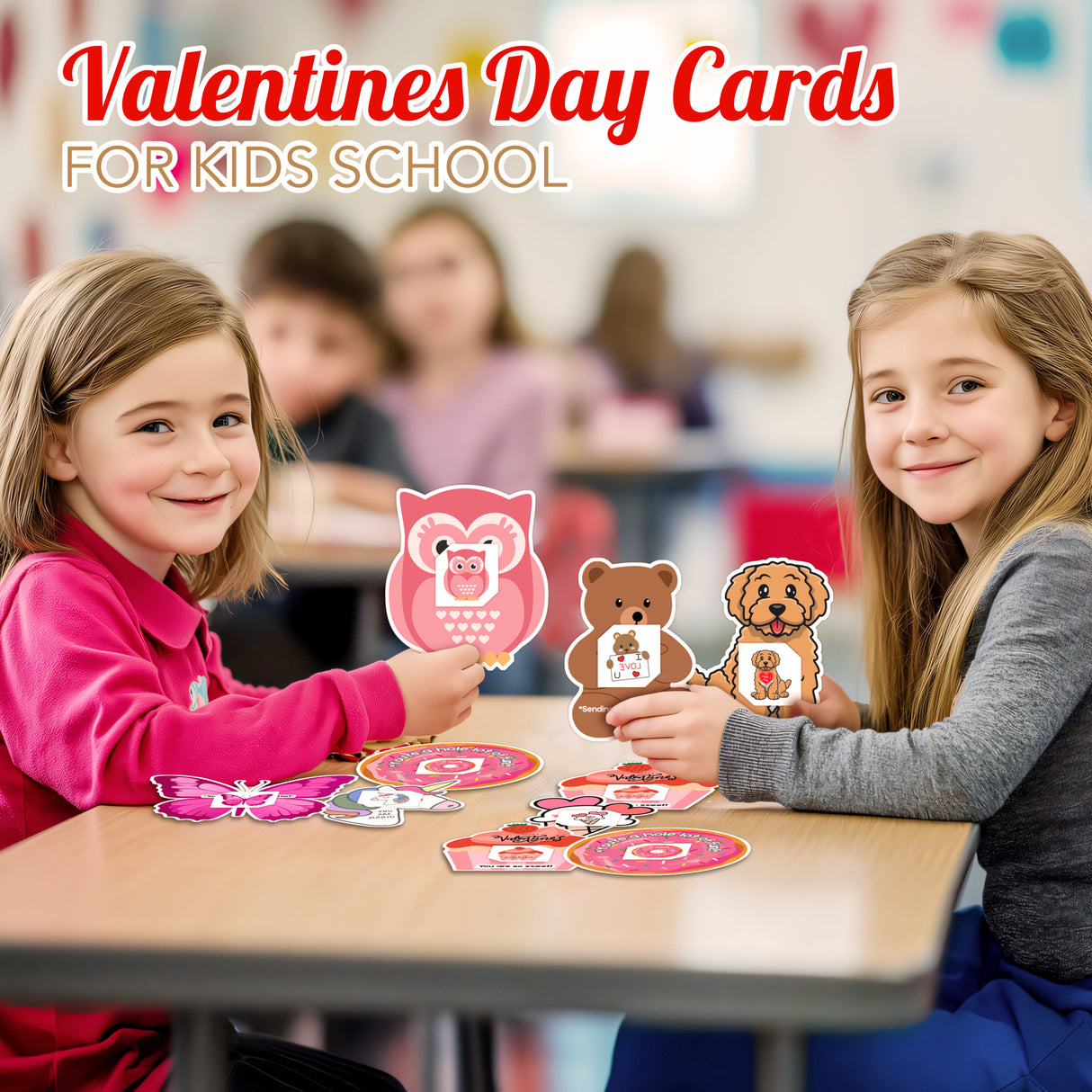 4E's Novelty 48 Pack Valentines Day Cards for Kids School