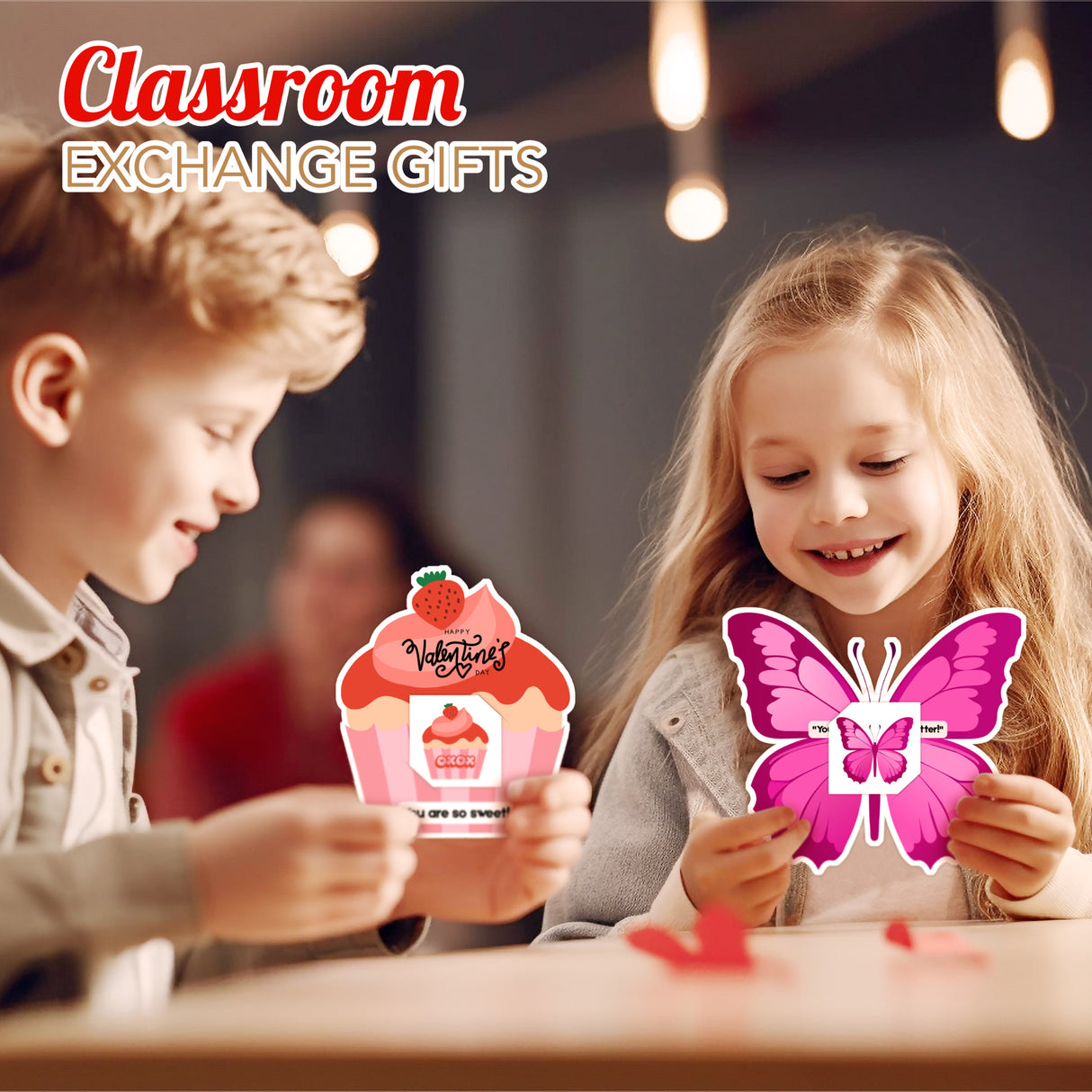 4E's Novelty 48 Pack Valentines Day Cards for Kids School