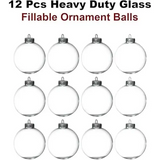 12 Pack Glass Heart Christmas Ornament 60mm/2.36’’ Clear Fillable Ornaments