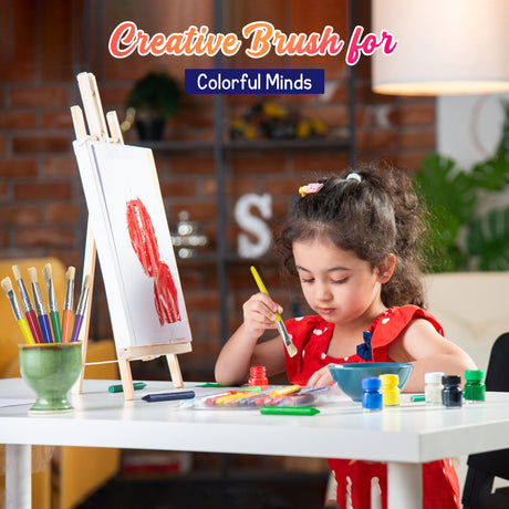 4E's Novelty 12Pcs Kids Paint Brushes, Thick Paint Brushes for Kids