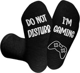 4E's Novelty Socks with the phrase ‘Do Not Disturb I’m Gaming - Funny Gaming Socks for Men & Teen Boys