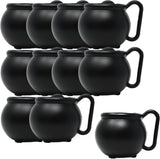 4E's Novelty Set of 12 Black Cauldron Mugs 12 oz, Halloween Cauldron Cups for Drinks Durable BPA-Free Plastic Halloween Mugs, Witch Mug Party Favors