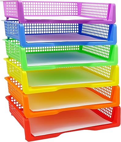 Stackable Paper Trays: 6 pcs per pack, Classroom Organizer, Reusable Bins, Plastic Task Box, Classroom Storage, Pencil Tray, Container for Pencils, Erasers and more