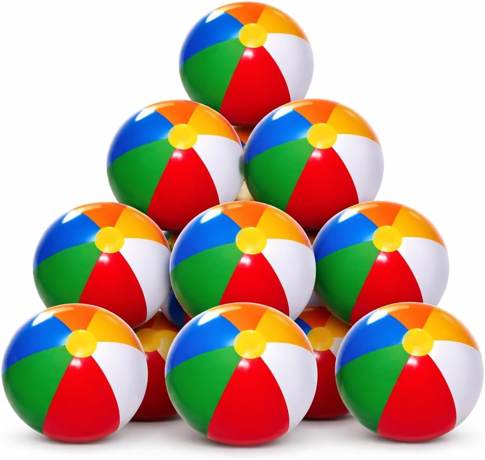 4E's Novelty 16 Inch Inflatable Beach Balls Bulk 24 Pack Beach Ball