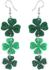 4E's Novelty St Patricks Day Large Acrylic Green Shamrock Earrings for Women