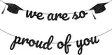 4E's Novelty 2026 Black Glitter Graduation Banner – We Are So Proud of You