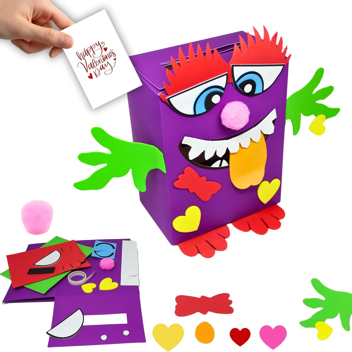 4E's Novelty DIY Monster Valentine Mailbox Kit – Creative Kids’ Craft for School Projects