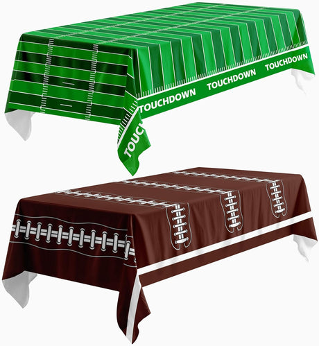 4E's Novelty 2-Pack Football Party Tablecloths – Disposable 54x108” Covers for Game Day Decor