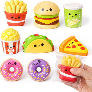 24 Pack Food Squishy Toys for Kids Bulk - Slow Rising (Individually Wrapped) Small Foam Squishy 1.5-2.25" - Sensory Fidget Party Favors by 4E's Novelty