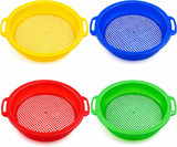4E's Novelty 4 Pack Sand Sifter – 8.75" Sandbox Toys for Kids, Durable Beach Rock Strainers