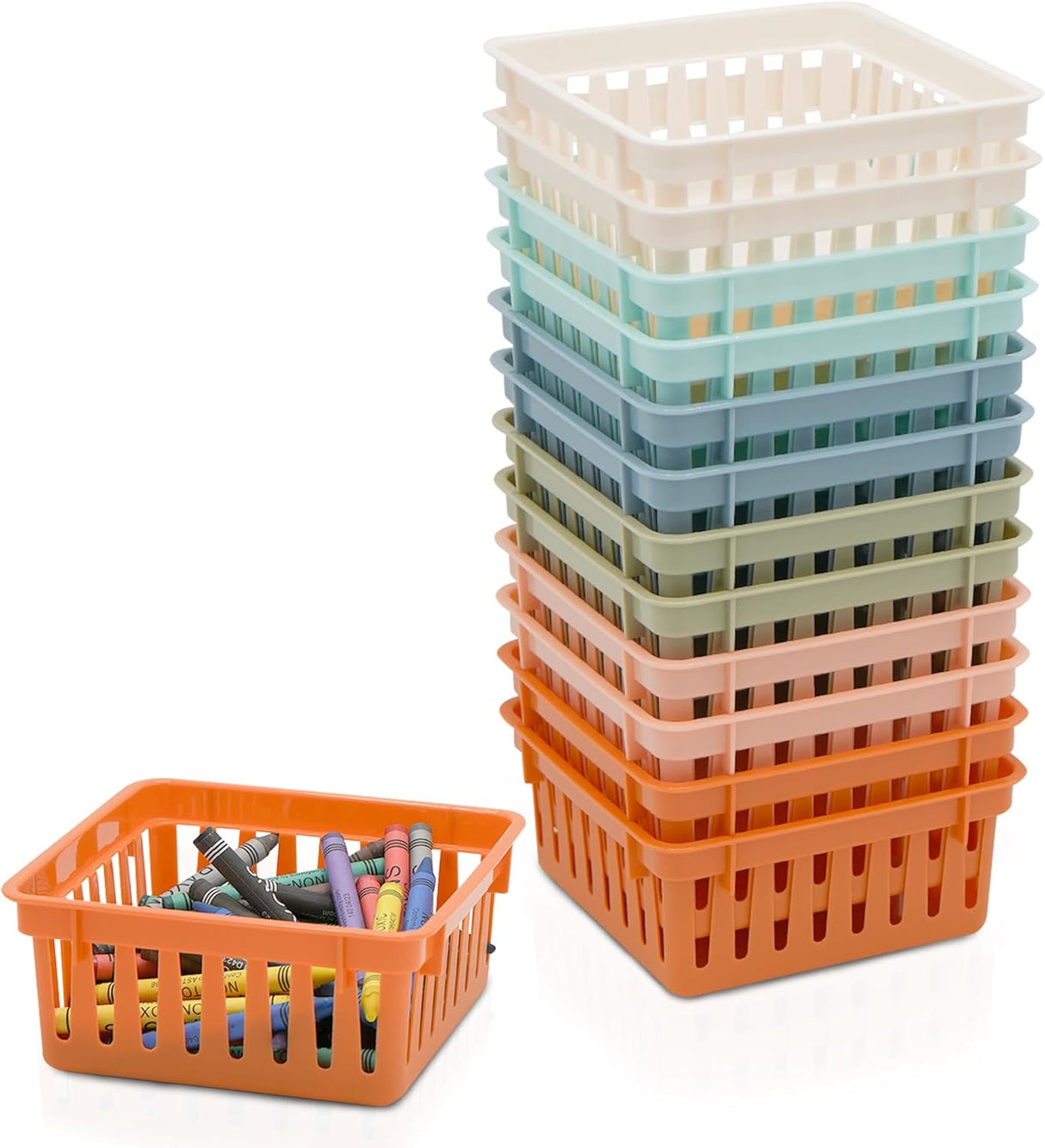 4E's Novelty 12 Pack Vibrant Boho Small Baskets for Classroom