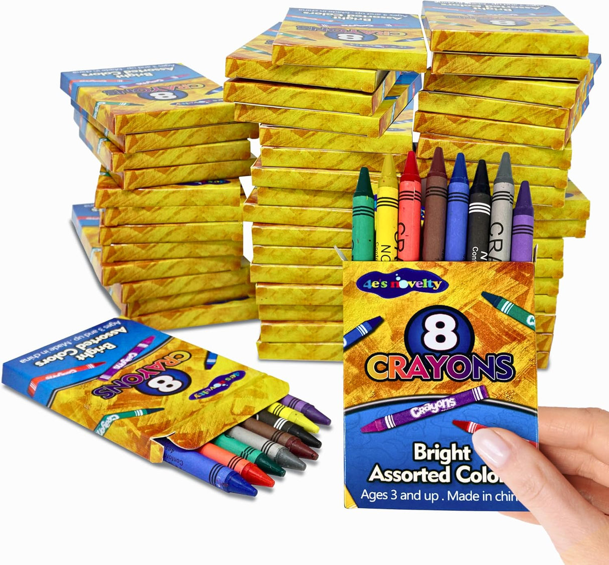 4E's Novelty 48 Boxes of 8-Pack Crayons - Bulk, Non-Toxic