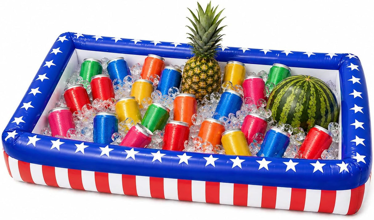 4E's Novelty Patriotic Inflatable Serving Bar – 4th of July Ice Tray for Food Buffet Table Cooler