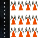 38 Pcs Set Includes 12 Traffic Cones, 24 Checkered Flags, and Racetrack Floor Runner for Birthday Party and Racing Theme Decoration by 4E's Novelty
