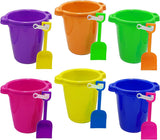 4E's Novelty 2 Pack Beach Buckets with Shovels – 7.5" Sand Toys for Kids