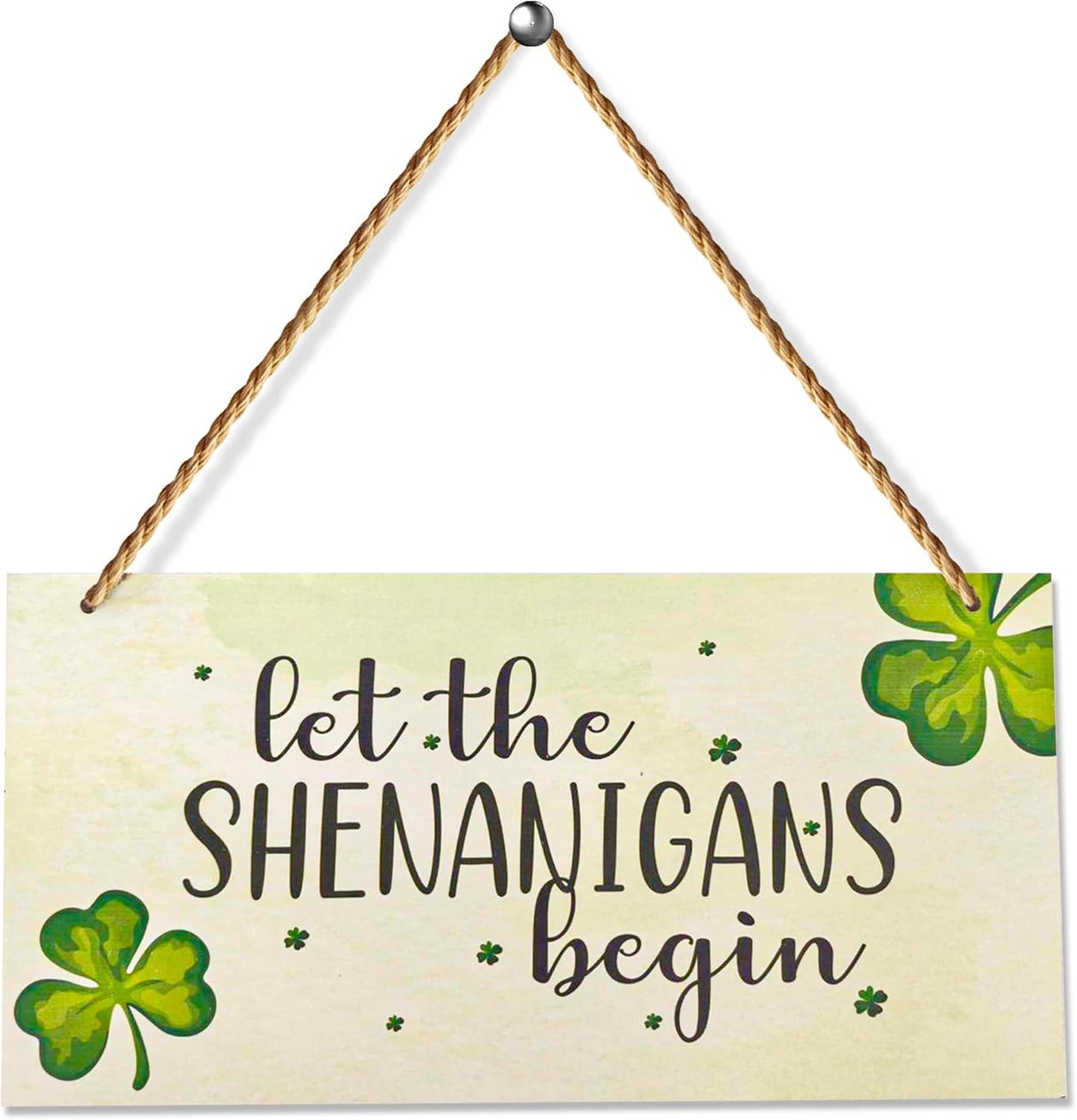 4E's Novelty Hanging St. Patricks Day Shamrock Wood Decor Sign