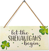 4E's Novelty Hanging St. Patricks Day Shamrock Wood Decor Sign