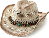 4E's Novelty White Cowboy Hat Straw For Women, Large Womens White Cowboy Hat