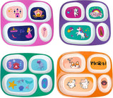 4 Kids Melamine Plates - Divided, BPA Free, Fun Themes