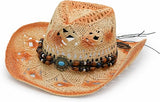 4E's Novelty Beige Cowboy Hat Straw for Women