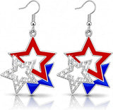 4E's Novelty Red White Blue Star Earrings for Women