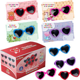 4E's Novelty 32 Pack Valentines Day Heart Glasses for Kids - Bulk With Cards