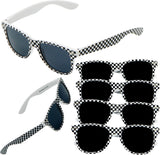 4E's Novelty 12 Pack Checkered Race Car Sunglasses - Party Favors for Kids & Adults
