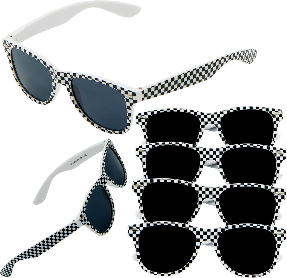 4E's Novelty 6 Pack Kids Checkered Sunglasses – UV400 Race Car Theme Party Decor
