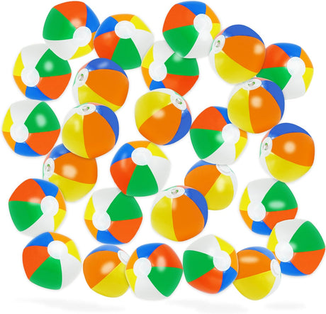4E's Novelty Mini Beach Balls – 28 Pack, 4" Inflatable Pool Party Favors for Kids
