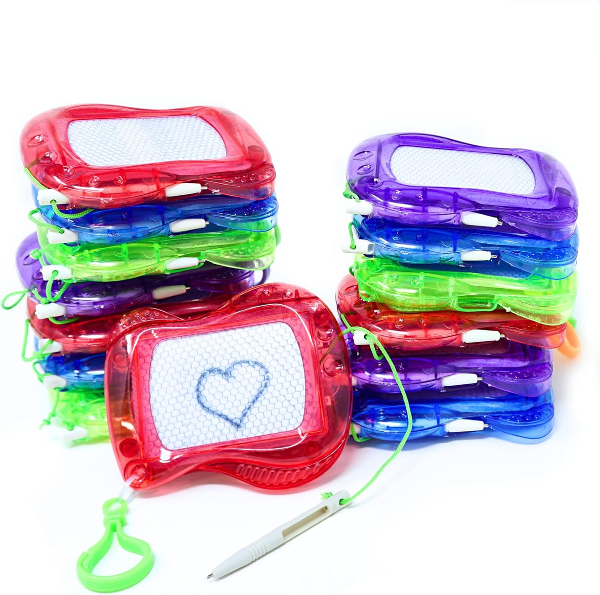 4E’s Novelty Mini Drawing Board for Kids 12 Pack, Erasable Doodle Writing Pad Keychain Backpack Clip for Boys Girls