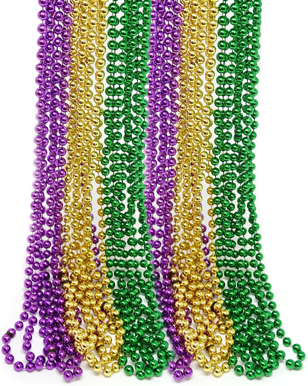 4E's Novelty Bulk 72 Mardi Gras Bead Necklaces – 33" Long, 7mm Thick Party Favors