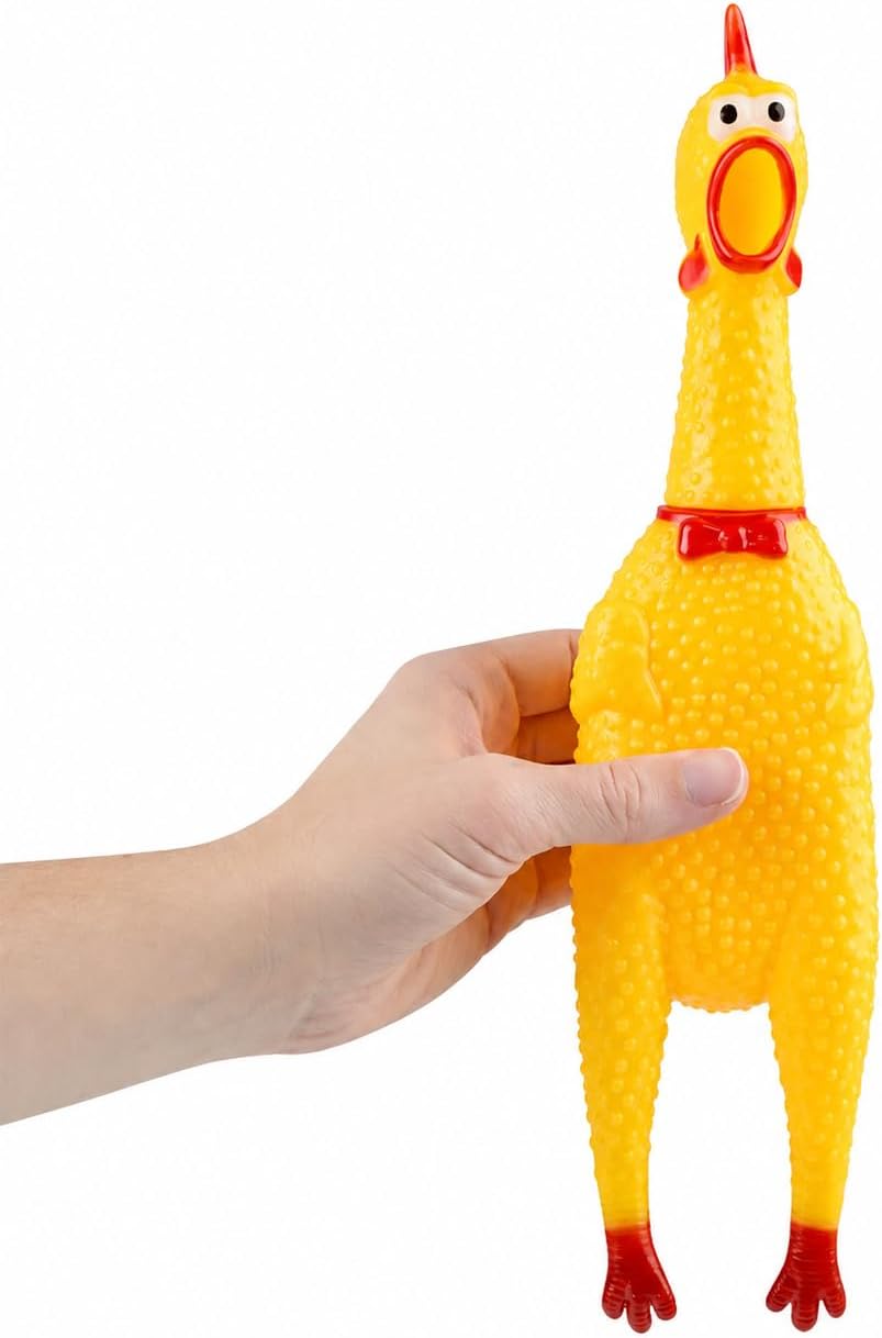 4E's Novelty 12 Inch Giant Screaming Rubber Chicken Toy Yellow