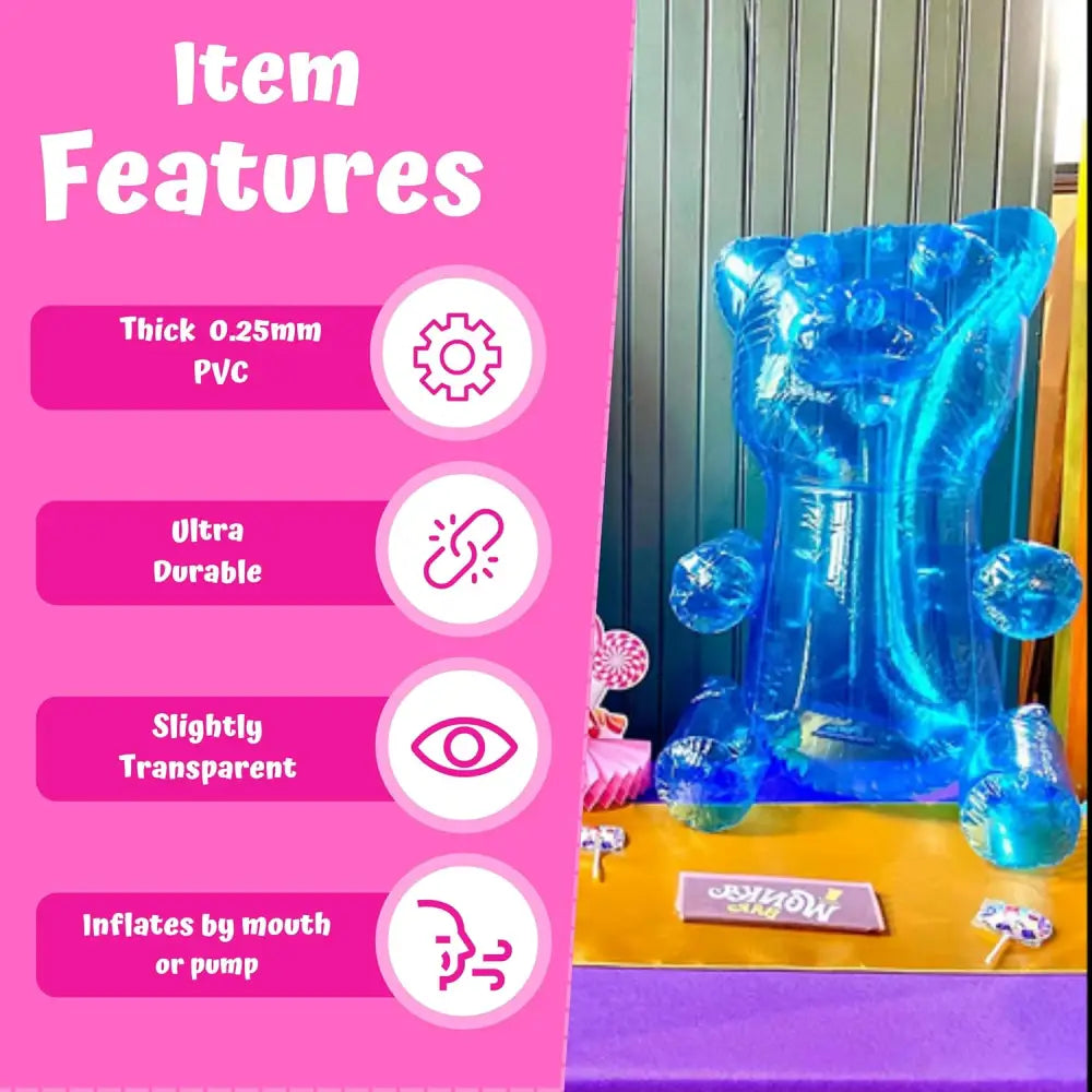 2 Inflatable 24’’ Gummy Bears - Candyland Party Decorations Birthday Pool Floaties - Party Favors