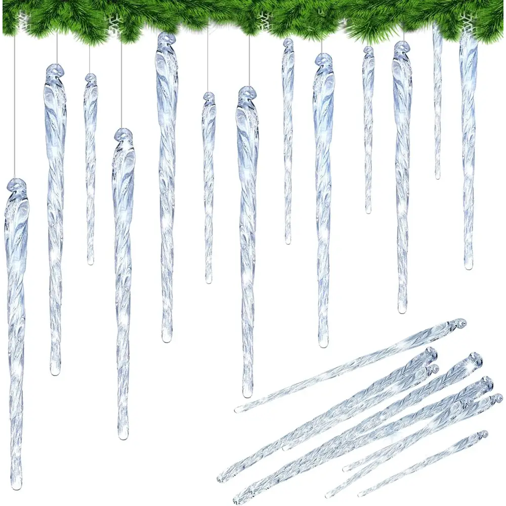 26 Pack Teardrop Acrylic Crystal Beads for Christmas Ornaments and Wedding Decor by 4E’s Novelty’