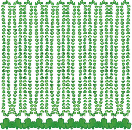 4E's Novelty 12 Pack St Patricks Day Shamrock Beads Necklace Green