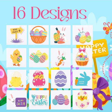 4E's Novelty Easter Temporary Tattoos 144 Pack Pre-Cut – Non-Toxic Easter Basket Stuffers, Egg Fillers, Kids Party Favors, Goodie Bag Stickers