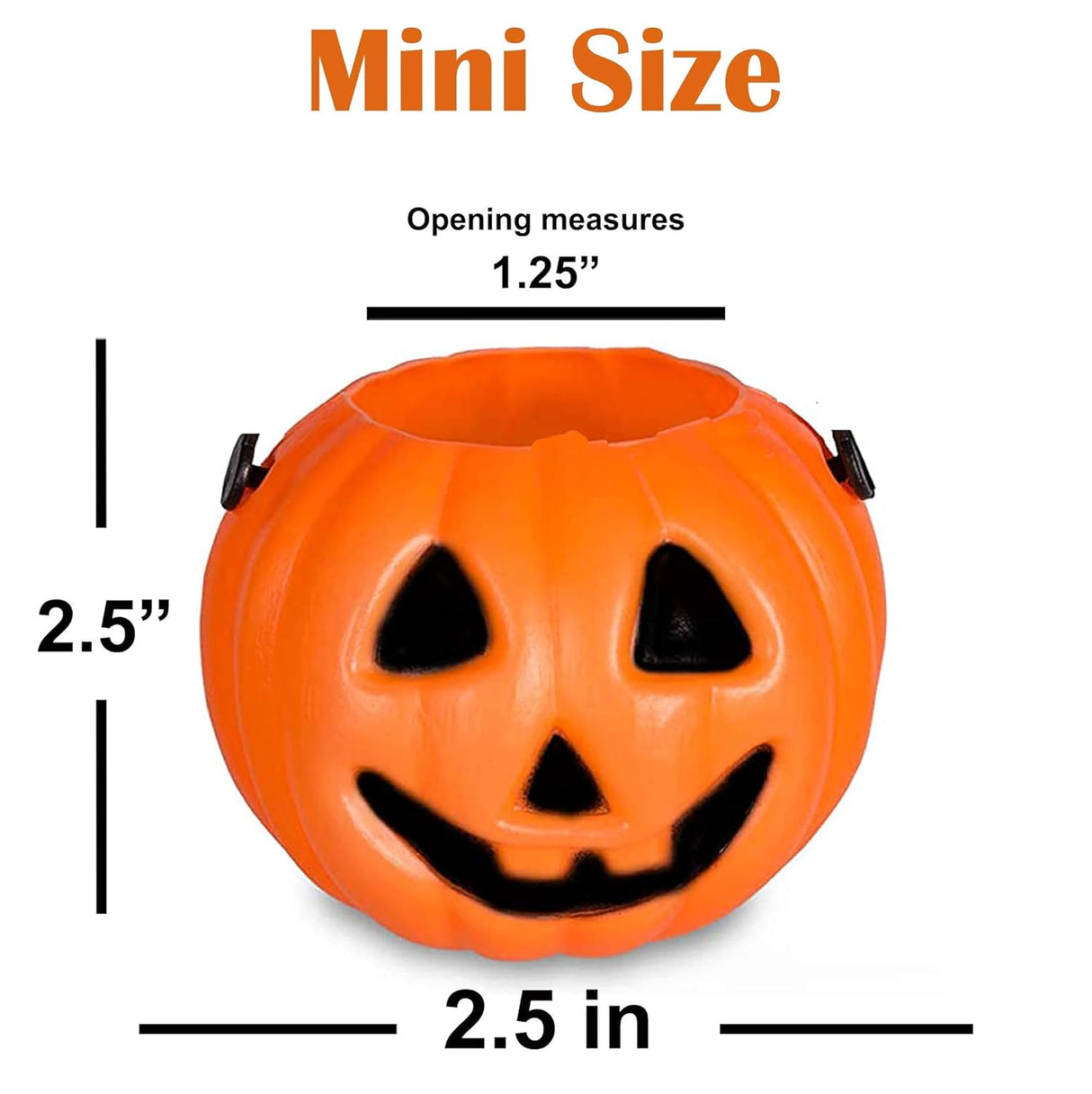 4E's Novelty 24 Pack Mini Pumpkin Buckets – 2.5" Halloween Treat Pails, Plastic Candy Buckets