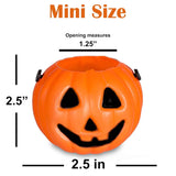 4E's Novelty 24 Pack Mini Pumpkin Buckets – 2.5" Halloween Treat Pails, Plastic Candy Buckets